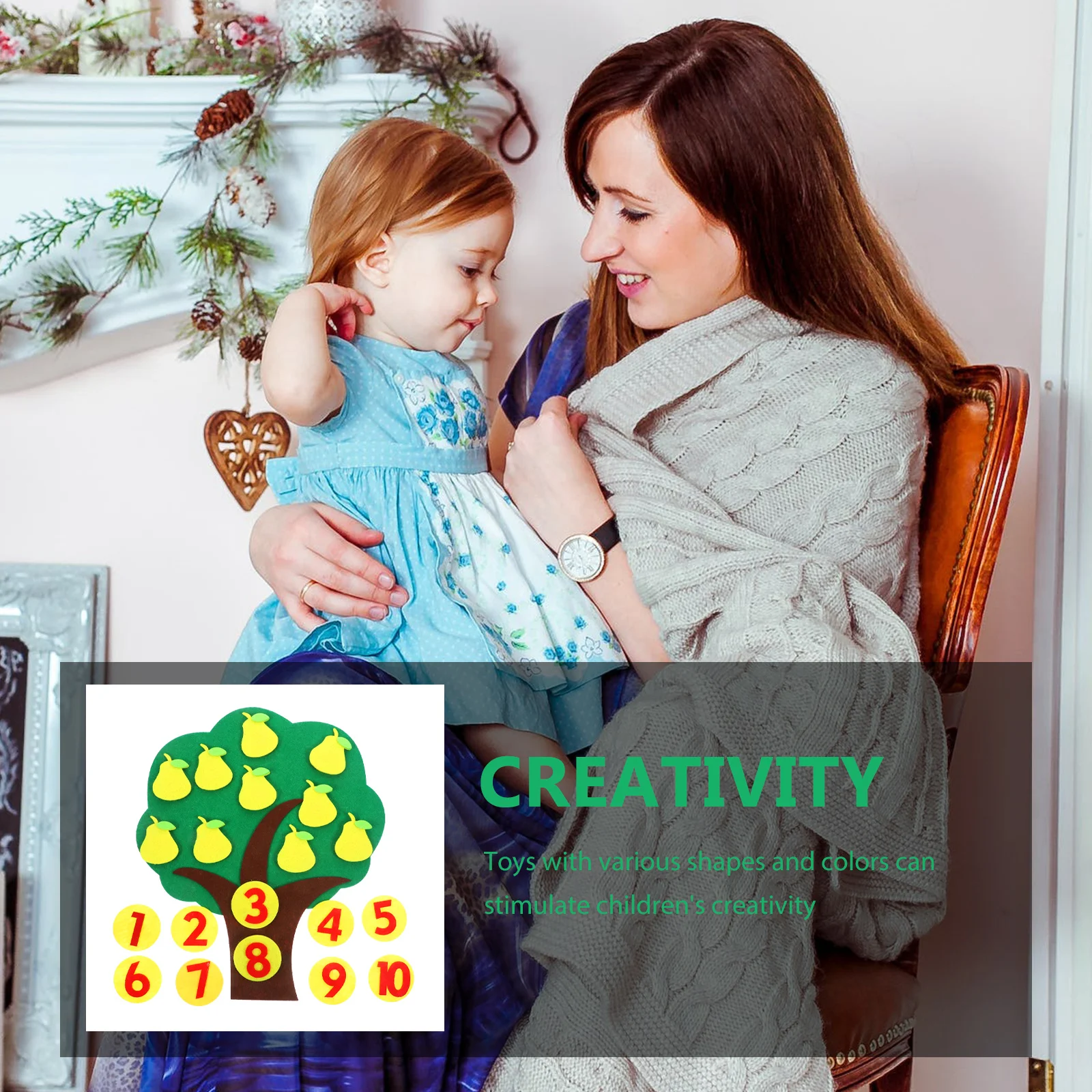 1Set Non-Woven Number Recognition Fruit Tree Educational Counting Math Matching Game Digital Cognitive Learning Supply
