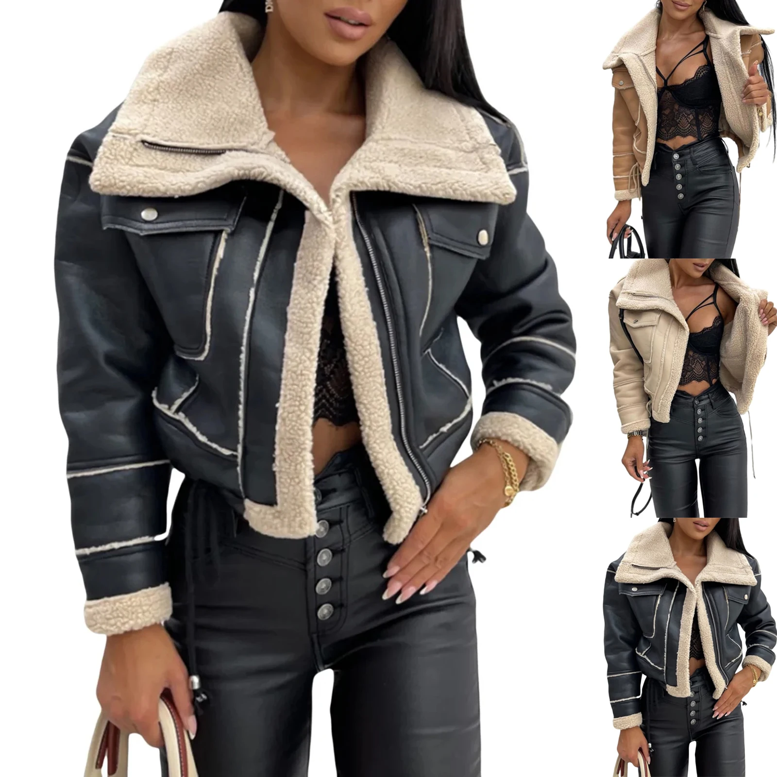 

Winter New Tops Women Fleece Flannel Jacket Thick Warm Long Sleeve Button Down Jackets Female Outerwear