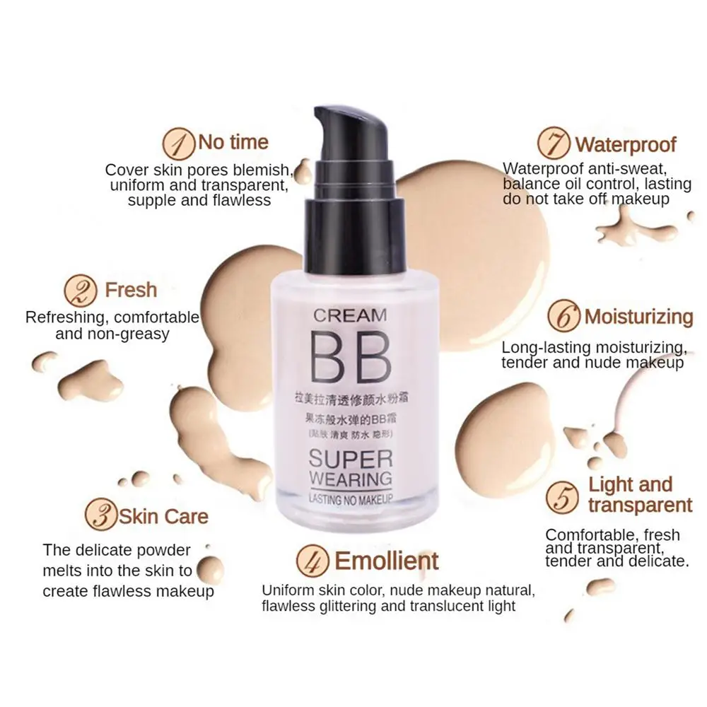 Pores Nourishing Liquid Foundation Water Proof Moisturizing Bb Cream Brighten Oil Control Natural Makeup Skin Care Products