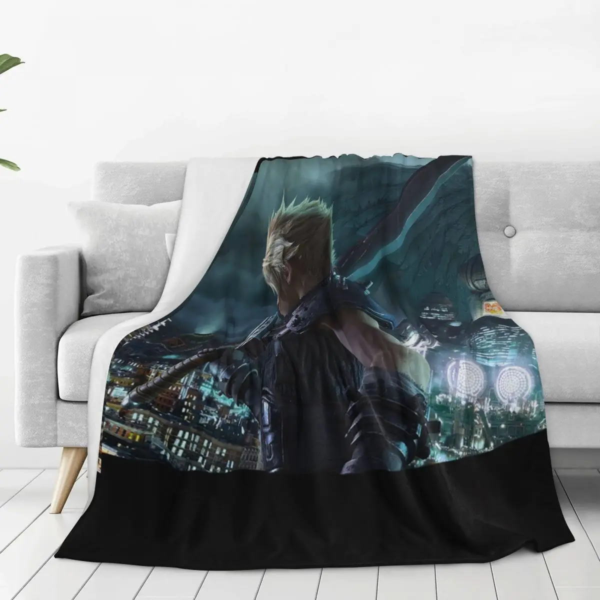 Cloud Final Fantasy VII Remake Blankets Flannel Portable Throw Blankets Throw Blanket For Couch Bedding Office Throws Bedspread