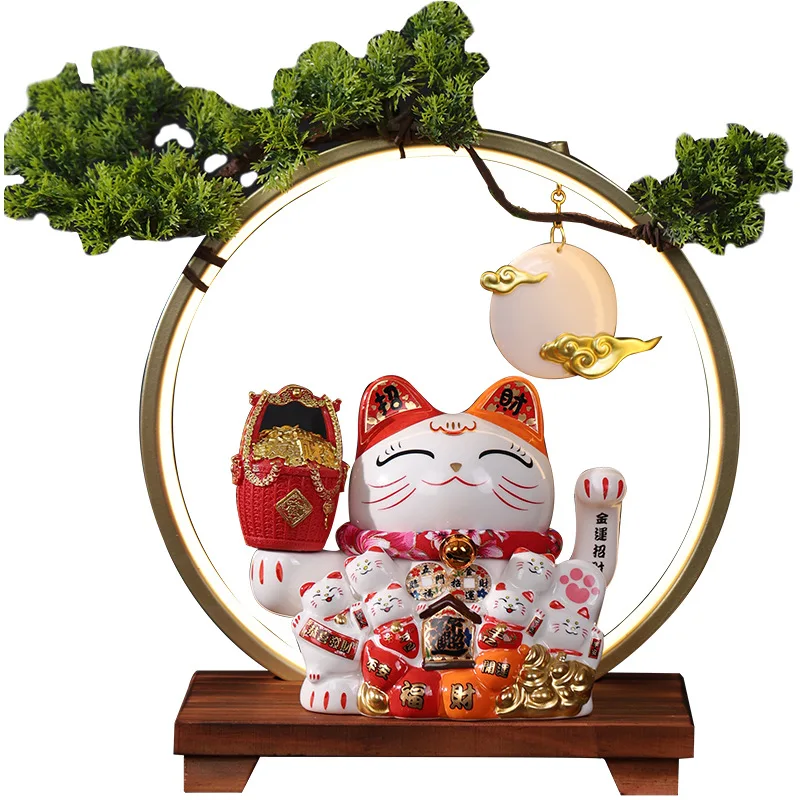 Creative lucky cat ornaments opening automatic rocking hand front desk cash register home living room decoration fortune cat gif