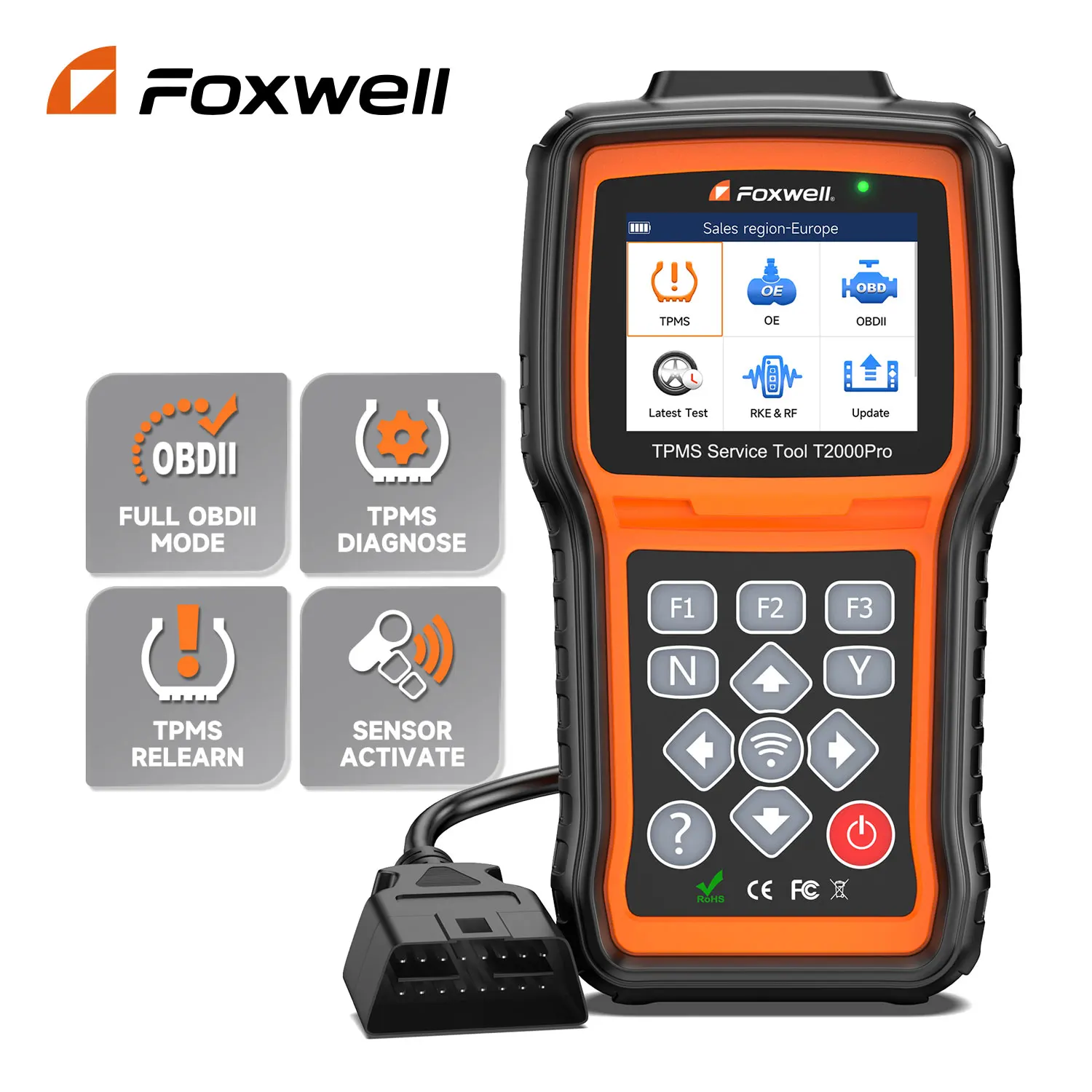 FOXWELL T2000 Pro TPMS Programming Tool Relearn Activate Sensors OBD2 Code Reader Tire Pressure Sensor Car Diagnostic Tool