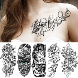5pcs Waterproof Temporary Tattoo Sticker Lion Flower Snack Wolf Rose Tigar Dark Elegant Fake Tatto Flash Tatoo for Women Men