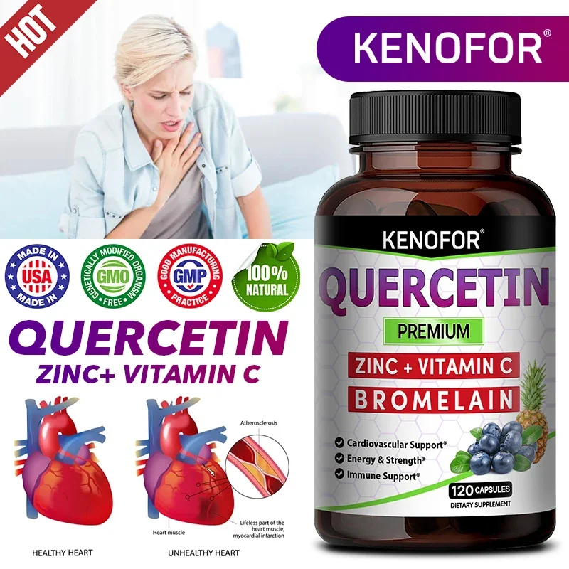 

Quercetin - with Bromelain, Vitamin C and Zinc - for Immune, Respiratory and Cardiovascular Health, Seasonal Allergy Improvement