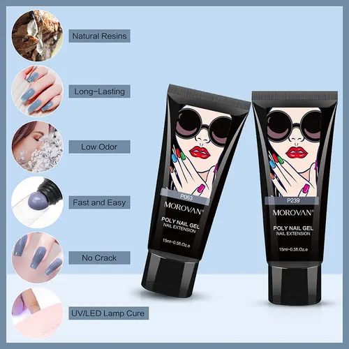 Imagen 2 del producto Esmalte de uñas de polietileno, 15ml, 28 colores para extensión de uñas, brillo profesional, constructor de esmalte de uñas de Gel, arte de uñas francés acrílico