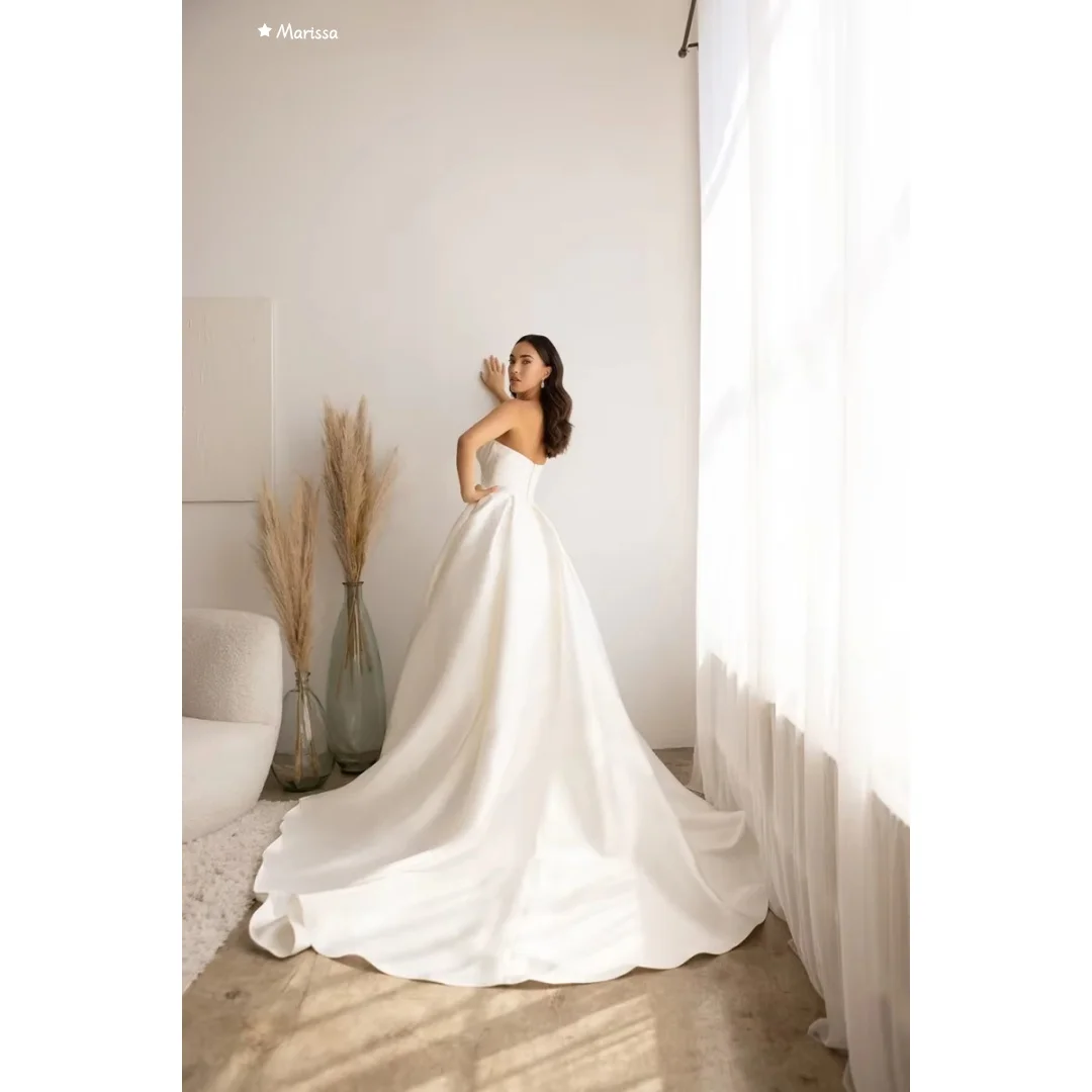 Marissa элегантные белые бальные платья на заказ женское вечернее платье женские атласные элегантные женские платья трапециевидной формы для свадебной вечеринки