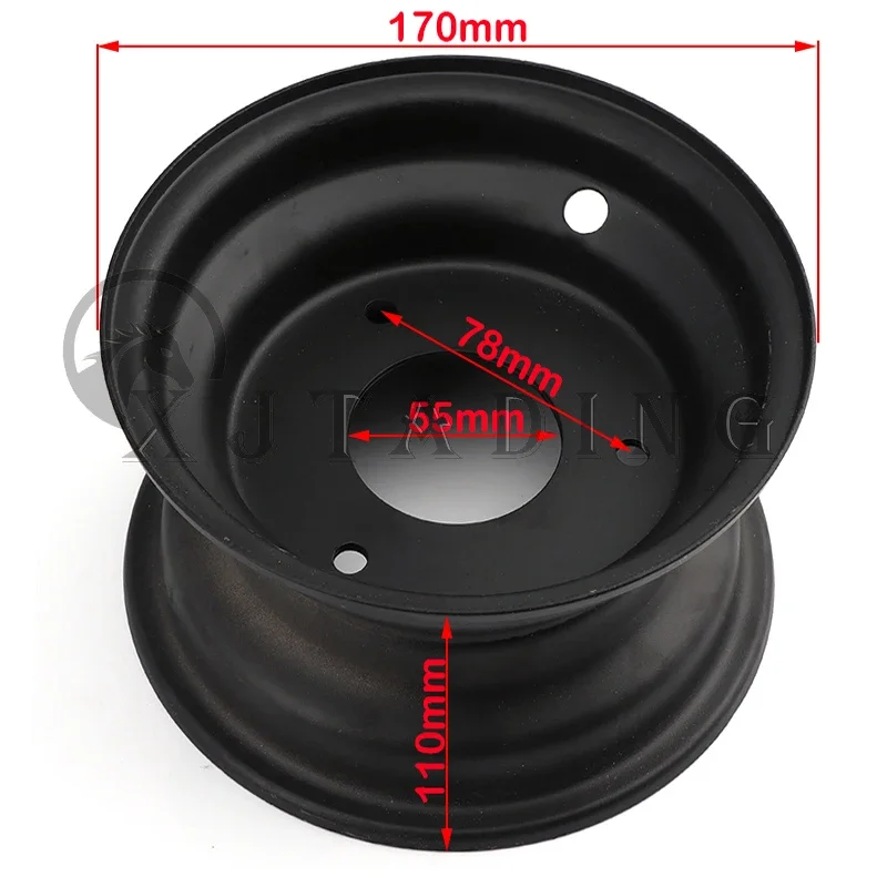 6 inch Iron Wheel 3 hole Rims For Small ATV Go Kart Buggy Razor Scooter Lawn mower 13X5.00-6 145/70-6 tires Wheels Accessories