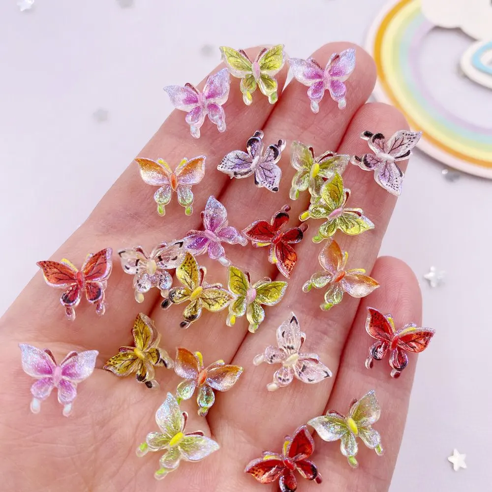 50pcs Resin Colorful Mini Cute Crystal Butterfly Nail Art Flatback Rhinestone Applique DIY Wedding Scrapbook Decor Crafts L754