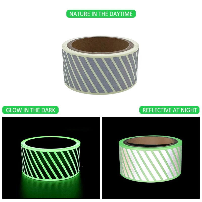 Roadstar 5cmX3m Glow in The Dark Tape Heat Transfer Reflective Tape Photoluminescent Fabric Warning Tape Sew on Clothes