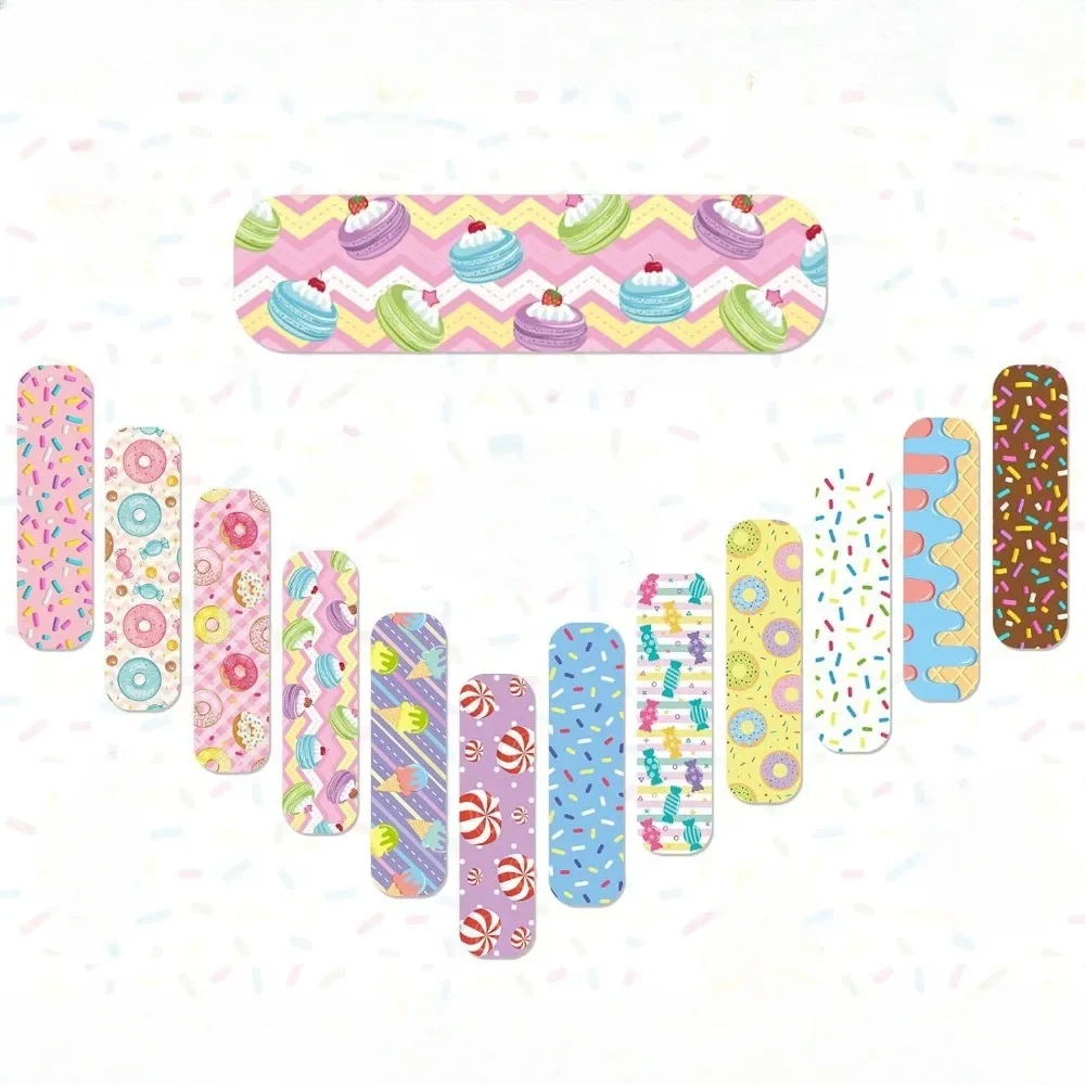 60pcs/set Cartoon Band Aid Cute Doughnut Ice Cream Pattern Plaster Wound Dressing Patch First Aid Strips Adhesive Bandages