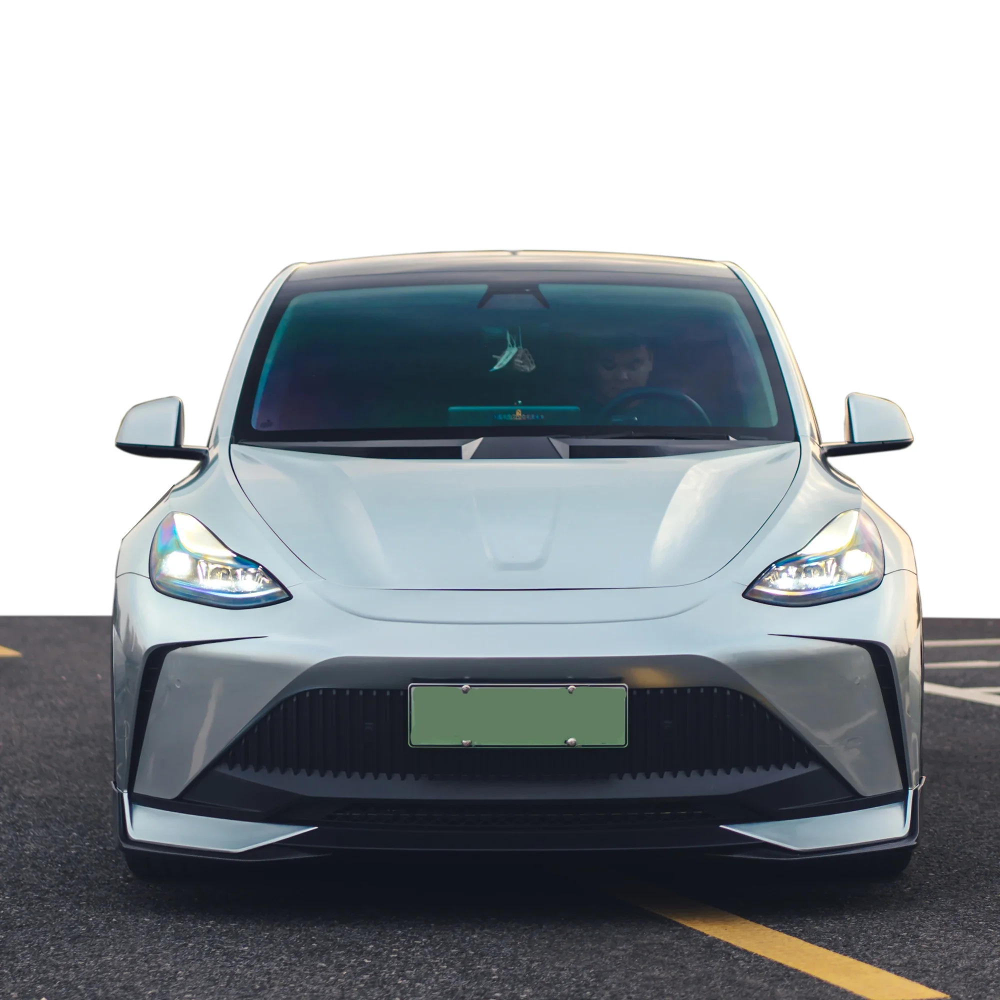 

High quality bodykit for Tesla Model Y starship style front bumper rear bumper side skirts and hood for Tesla model Y bodykit
