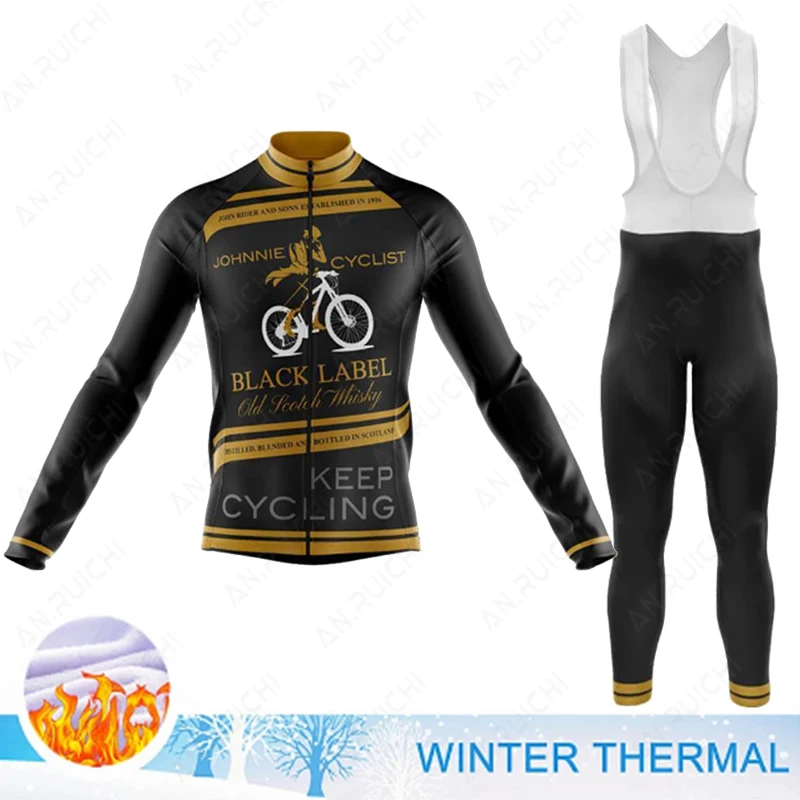 JOHNNIE Warm Cycling Jersey Set 2023 Winter Long Sleeve Cycling Clothing MTB Bike Uniform Maillot Ropa Ciclismo Men Bicycle Wear