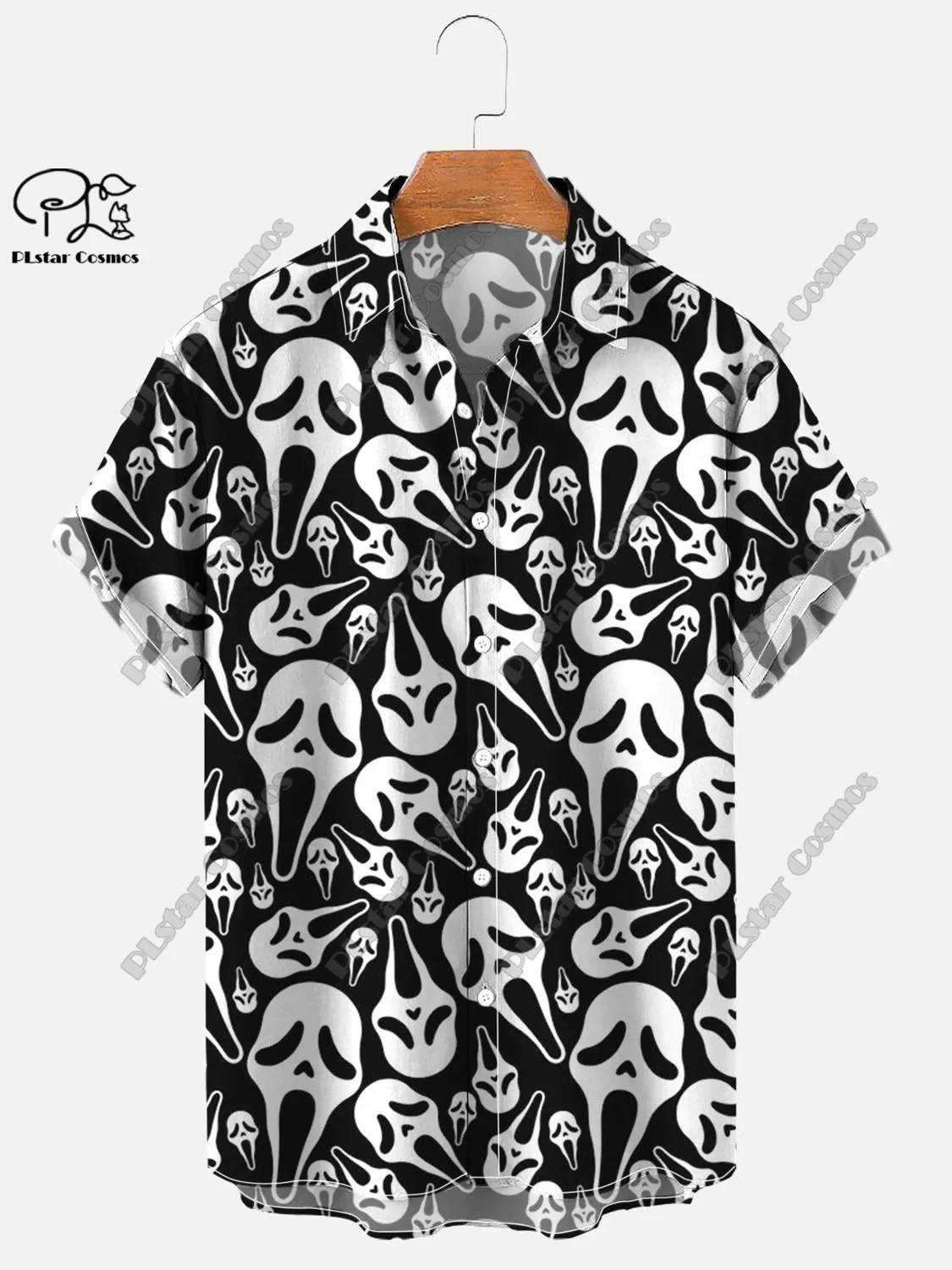 3D-Druck beängstigend Geist Halloween Hawaii Shirt Sommer Kurzarm Shirt Unisex Shirt übergroße 5xl Halloween Geschenk YL-1