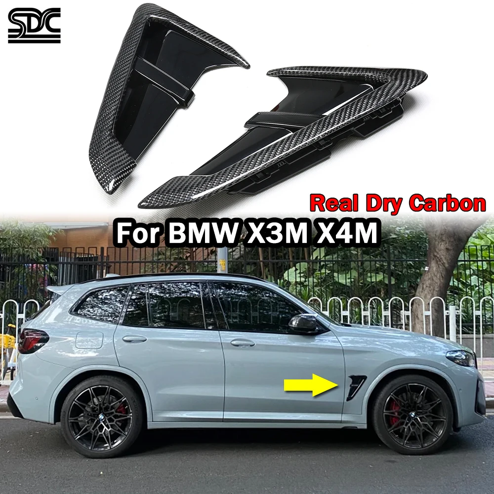 Garnitures de garde-boue latérales en Fiber de carbone véritable X3 X3M, remplacement pour BMW X3 M40i G01 X3M F97, couvercle de cadre de garde-boue avant de compétition 2 pièces/ensemble