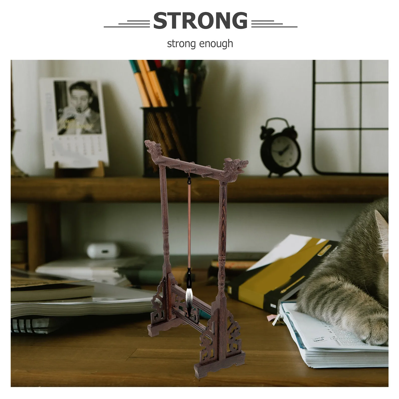 

Professional Solid Wood Calligraphy Brush Holder Durable Ink Brush Stand Office Supply Calligraphy Pen Holder Office Supply