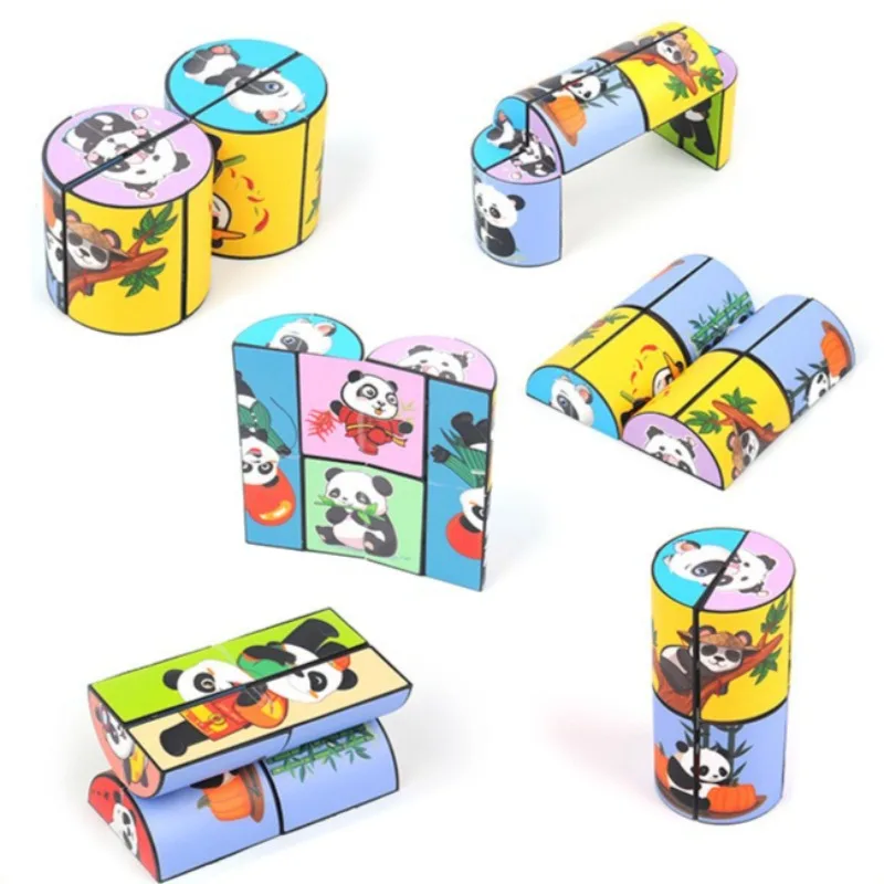 かわいいパンダ 3D 無限マジックキューブ 変化し続けるフリップインフィニティキューブ ストレス解消パズル 立体幾何学キューブおもちゃ