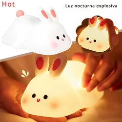 Light Nursing Lights Rabbit Lamp Bedside Led Dimmable 3-level Silicone Night Timed Decorative USB Cute Lights. Rechargeable