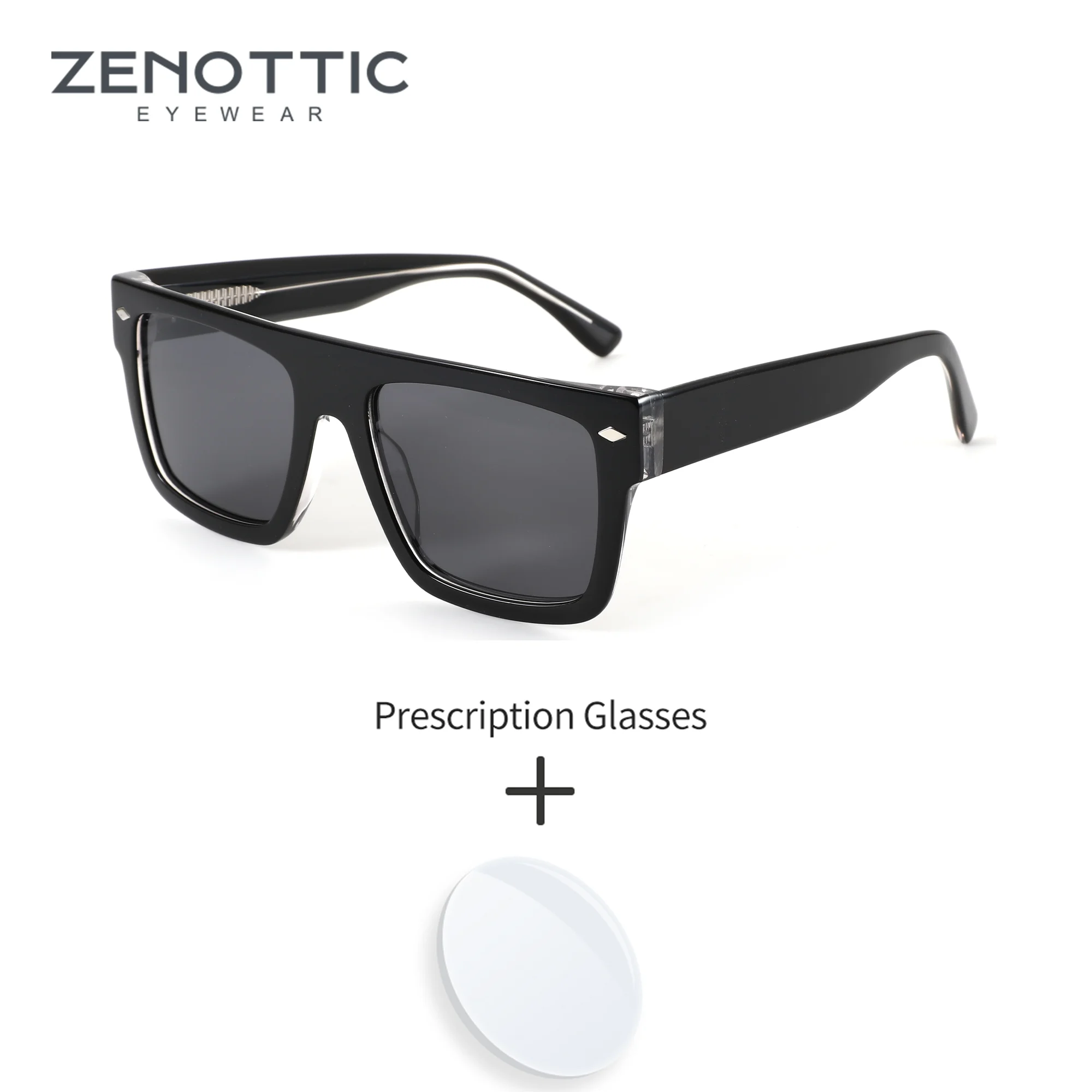 

ZENOTTIC M размер трендовые ацетатные квадратные поляризованные солнцезащитные очки по рецепту для мужчин UV400 прогрессивные оптические солнцезащитные очки