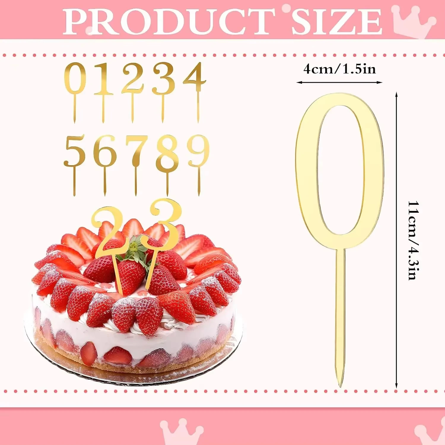 10 Stück Goldene Zahlen-Kuchenaufsätze 0-9 Set Acryl-Zahlenstecker für Geburtstag Jubiläum Party Kuchendekoration Zubehör – Detail 2