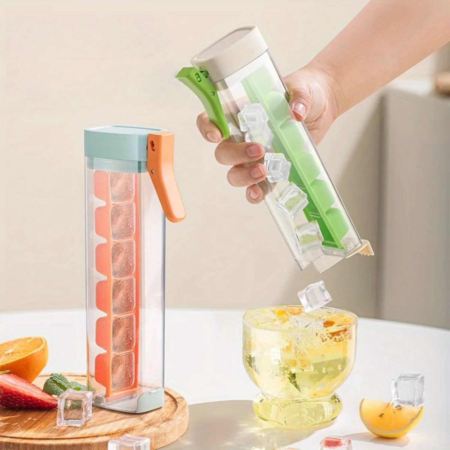 

"Durable" Easy-Press Ice Cube Maker - Food Grade Plastic, Freezer-Safe Ice Tray For Perfectly Sized Cubes, Essential Gadget