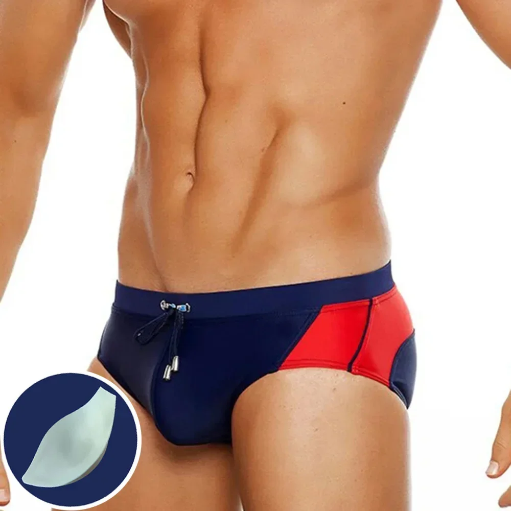 

Push-Up Pad Enlarge Pouch Gay Swimwear Colorful Padded Mens Swimming Briefs Boy Sexy Swim Surf Beach Shorts Boxers Trunks