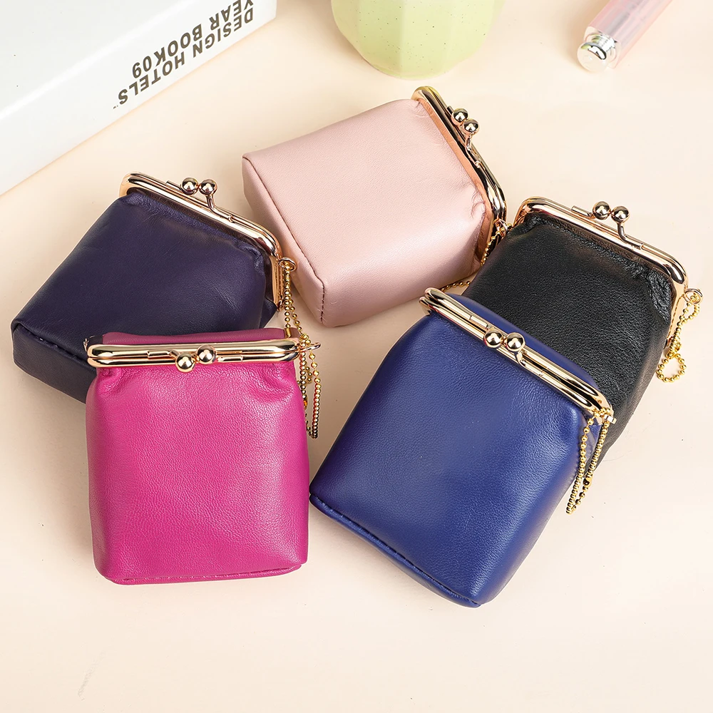 

WESTAL Genuine Leather Women Coin Purse with Straps Zipper Design Coin Wallet Casual Card Holders Keycases 8060