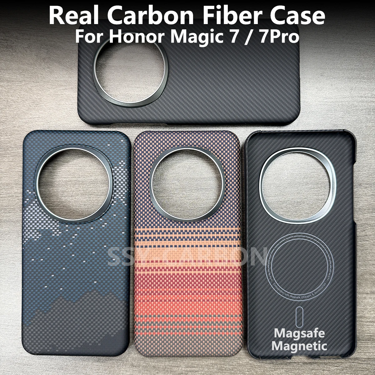 

Чехол из настоящего углеродного волокна для Honor Magic 7, кевларовый, арамидный, Magsafe, магнитный защитный чехол для телефона Magic 7 Pro, ультратонкий чехол