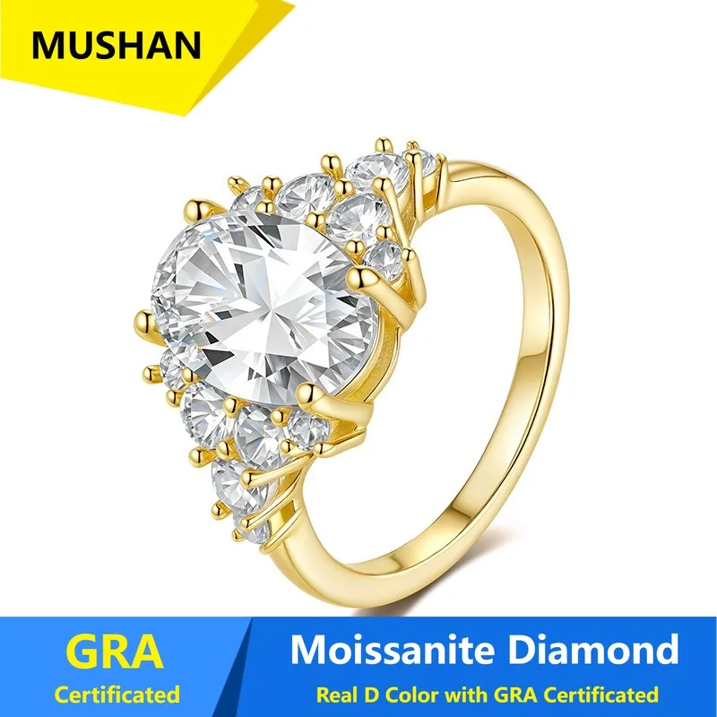 

MUSHAN Luxury Jewelry 925 Sterling Silver Ring Band Women GRA Certificated Moissanite Diamond Emerald D Color Rings Fine Jewelry