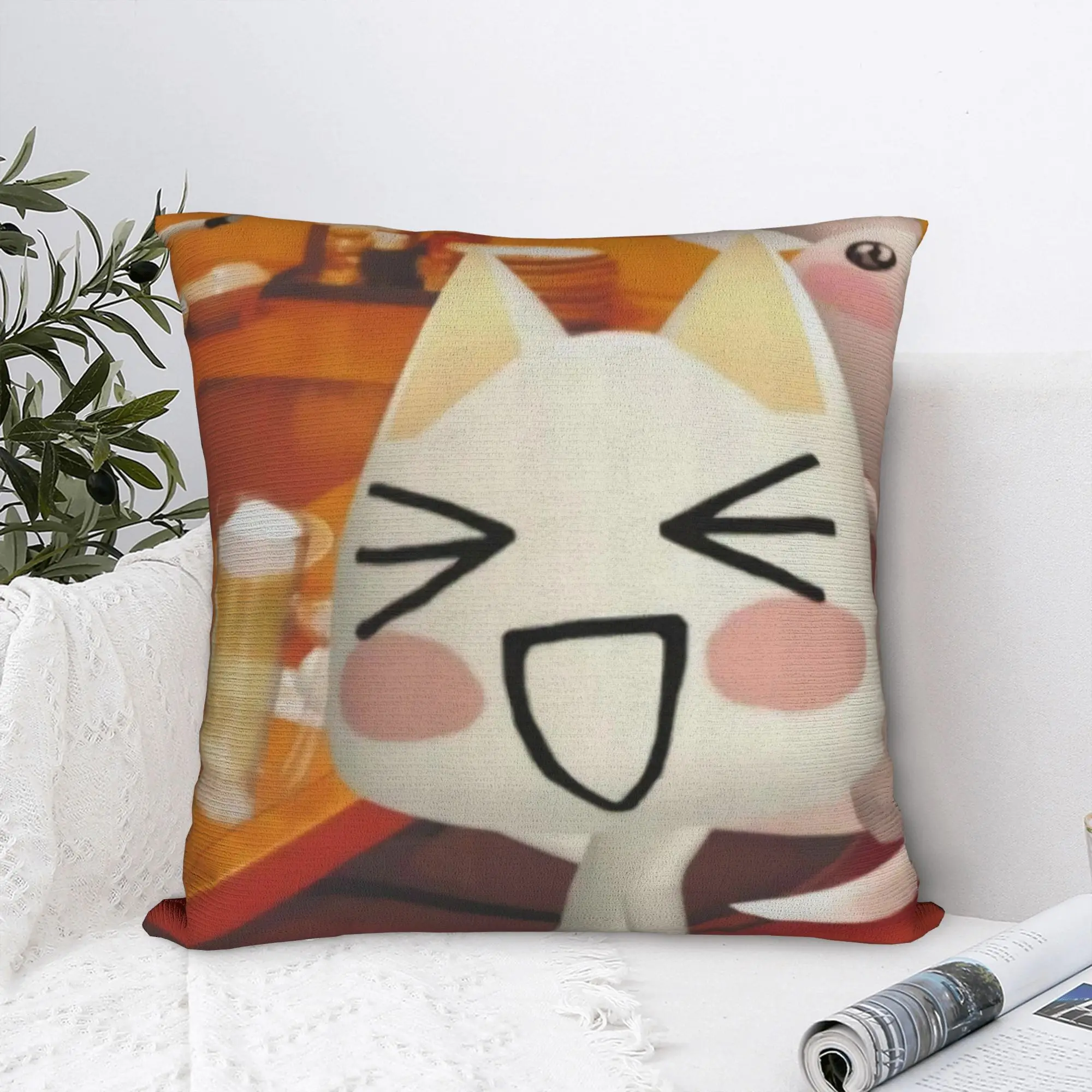 Toro Inoue Cat Pillowcase Polyester Cushion Cover Decor Happy Neko Throw Pillow Case Cover Home Square 40X40cm