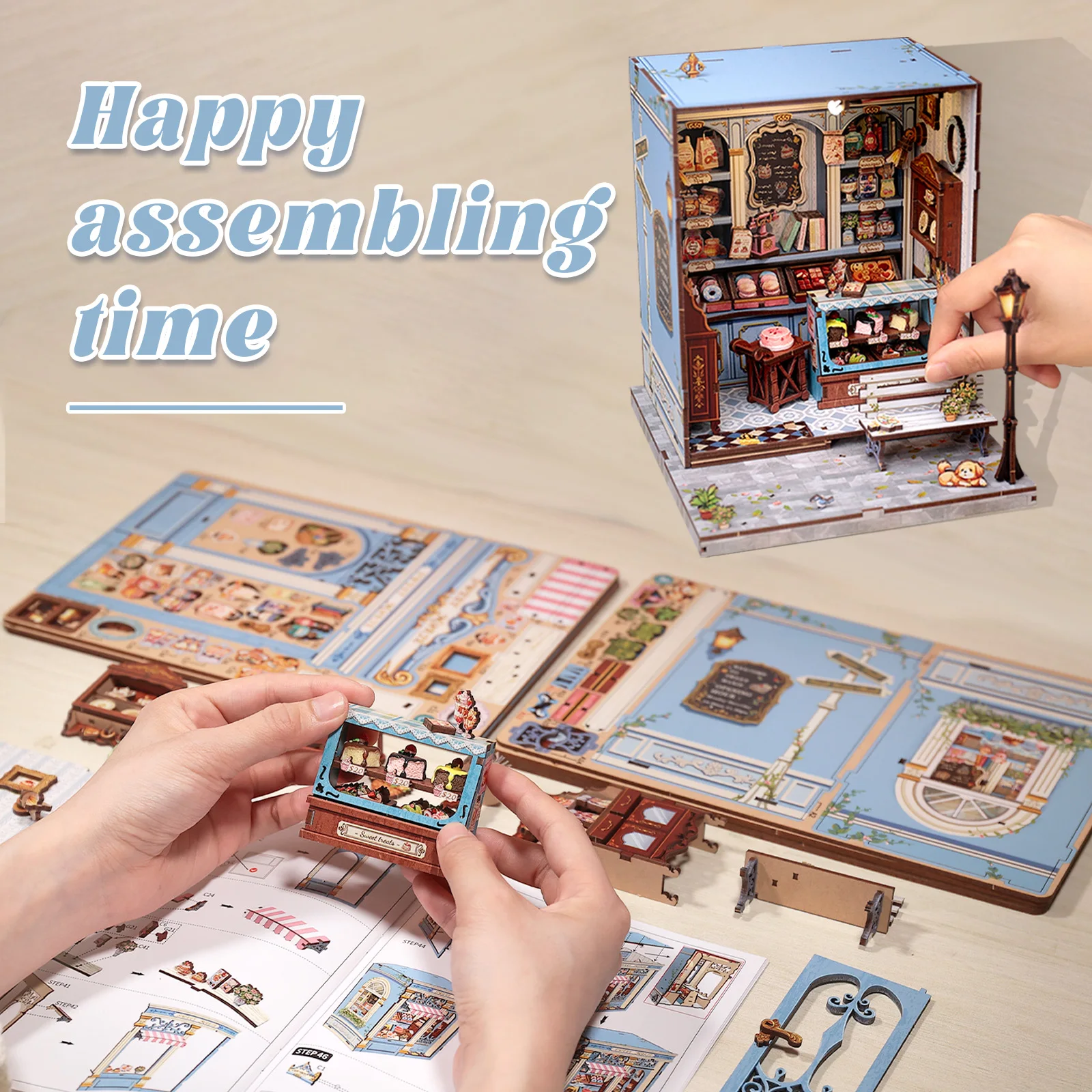 큐트펀 DIY 미니어처 하우스 북 누크 키트 북누크 작은 3D 인형집 책장 삽입 홈 데코 스위트 마리 크리스마스 선물