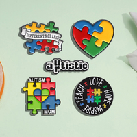 Autism Awareness Puzzle Enamel Pins Introvert Caring For Mental Health Metal Brooches Lapel Badges Jewelry Gifts For Friends
