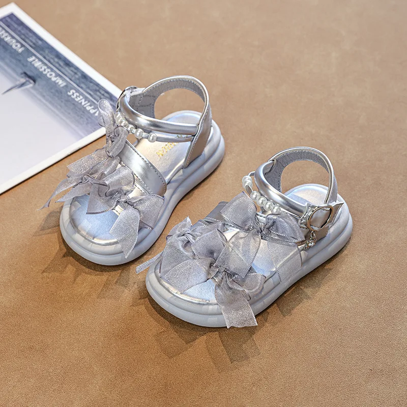 Children Platform Beach Sandals Summer New Sweet Bow Ballet Girls Princess Shoes Open-toe Breathable Kids Dress School Sandals