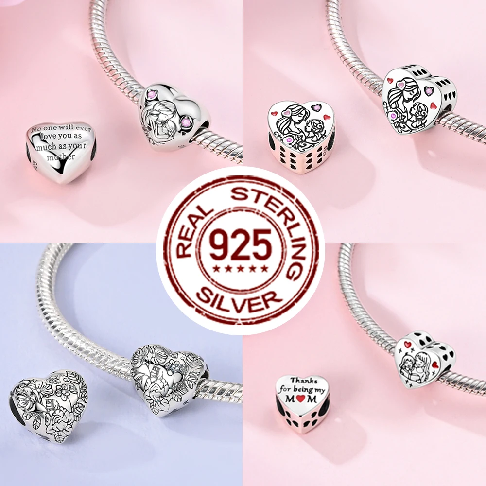 925 فضة سحر الحب الأم شقيقة عائلة سعيدة المعلقات الخرز صالح الأصلي سوار سحر DIY مجوهرات هدية للمرأة #2