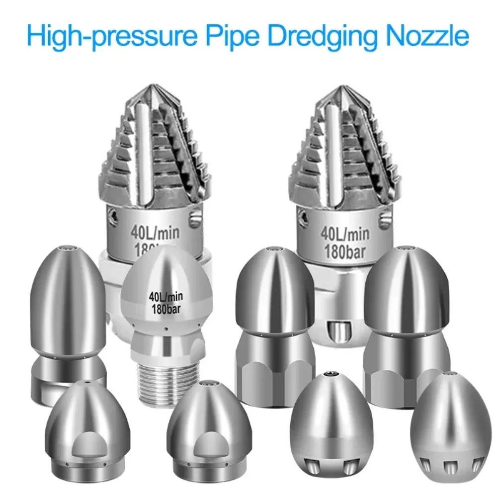 Pipeline Cleaning and Dredging Nozzle Baota Mine Sewer Mouse Head Rotation Cleaning Mud and Dirt High-pressure Nozzle