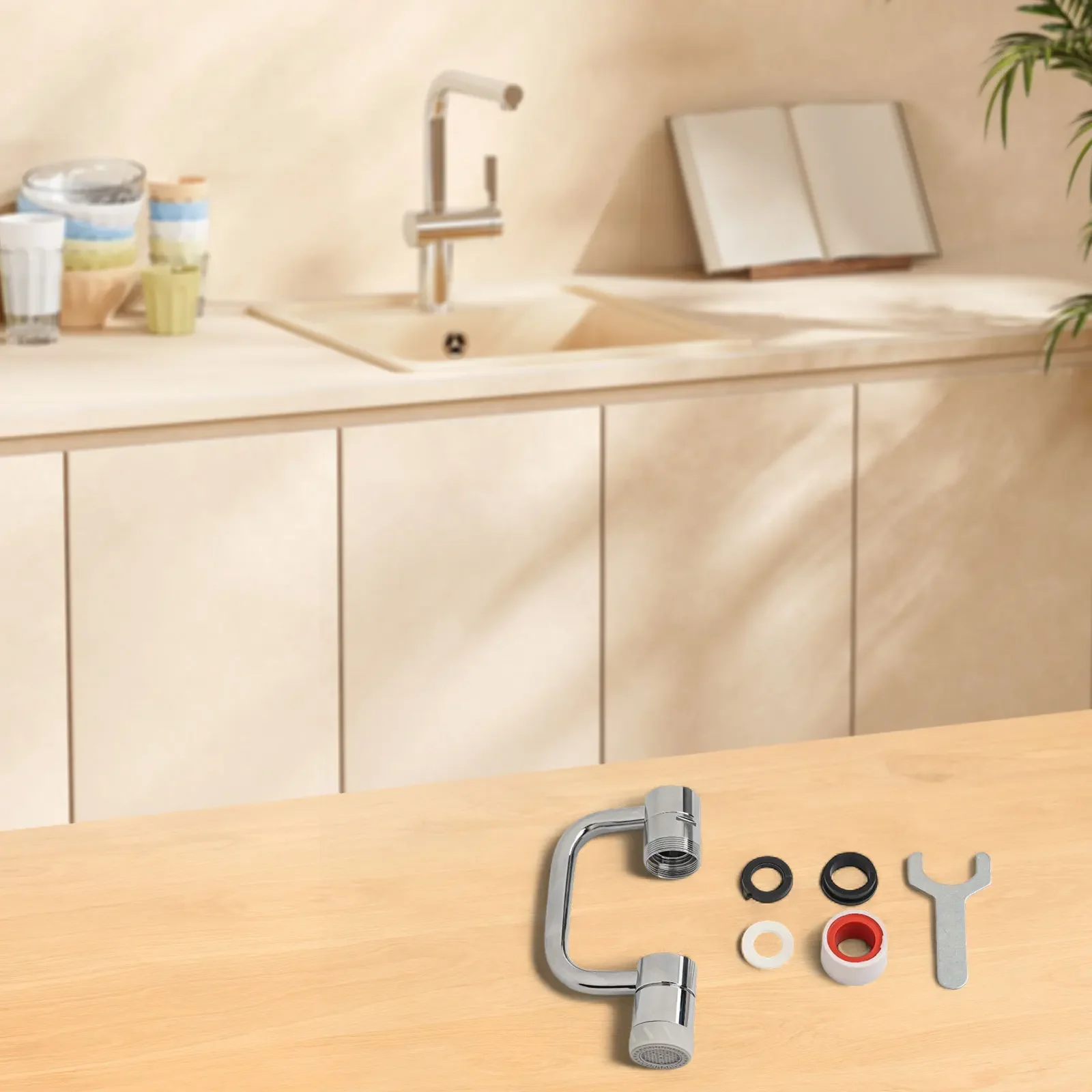 

Home Improvement 10.8*5.5*4.8cm Bathroom Faucet 1080 Rotation Compact Size Metal Construction Faucet For Kitchen