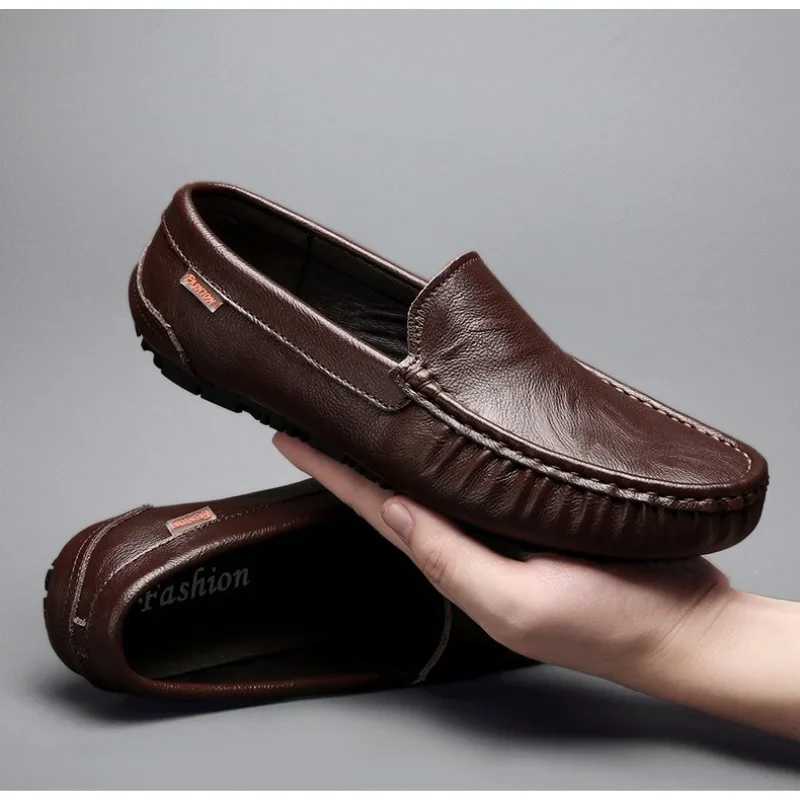 Leather Male Shoes Flat Casual Shoes Breathable 2026 Penny Loafers Men Slip on Man Moccasins Mens Driving Shoes Mocasines Hombre