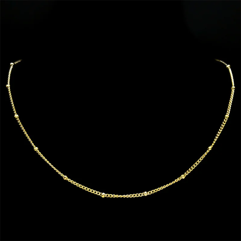 Länge 60 cm Kugelperlenkette Halskette für Damen Herren Edelstahl Gold Silber Schwarz Farbe Modeschmuck Accessoires Herstellung – Detail 9