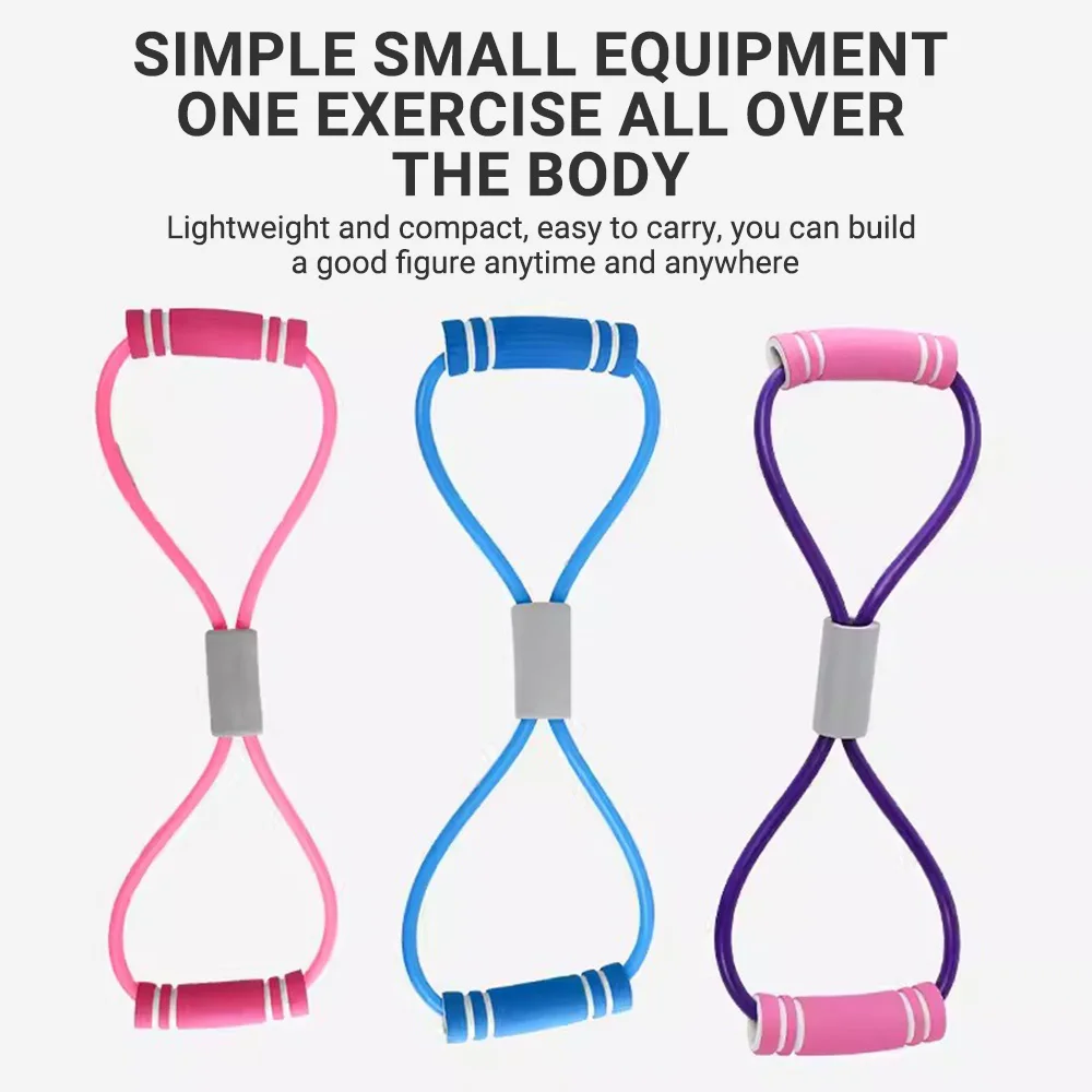 PINJIAN Resistance Bands 8-Shape Gym Yoga Tension Exercise Resistance Rope Strength Training Fitness Tool Portable Fitness Equip