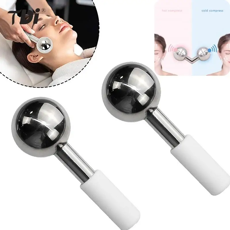 Facial Ice Globes Cold Hot Stainless Steel Facial Roller Skin Beauty Spa Cooling Globe Massage Ball Face Care Cryo Freeze Stick