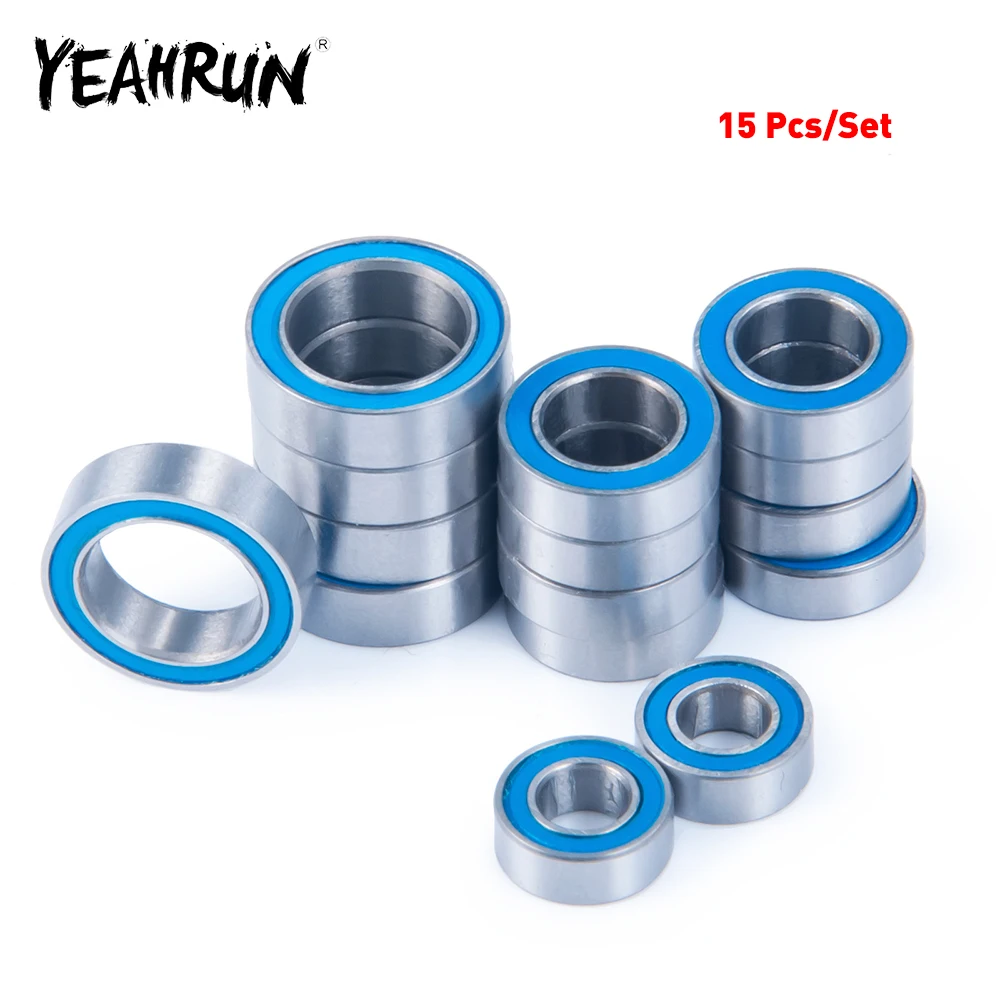 YEAHRUN 15Pcs Metal Sealed Wheel Hubs Axle Bearing Kit for Latrax Teton SST Rally Prerunner 1/18 RC Car Truck Model Parts