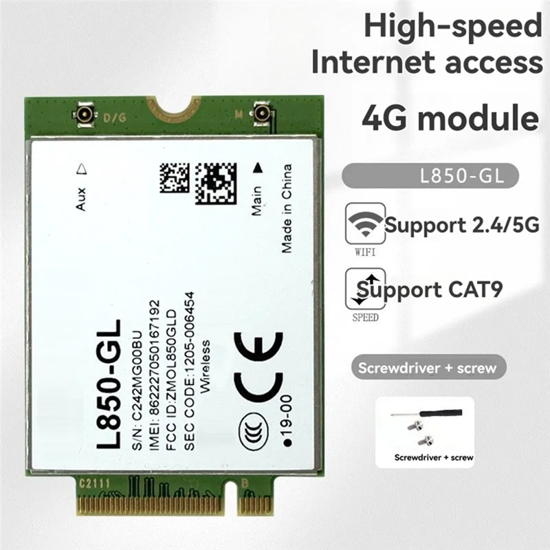 

AA08-L850-GL WWAN Card M. 2 Wifi Module 2.4G 5G Universal Version For Fibocom 4G Card Not For Lenovo