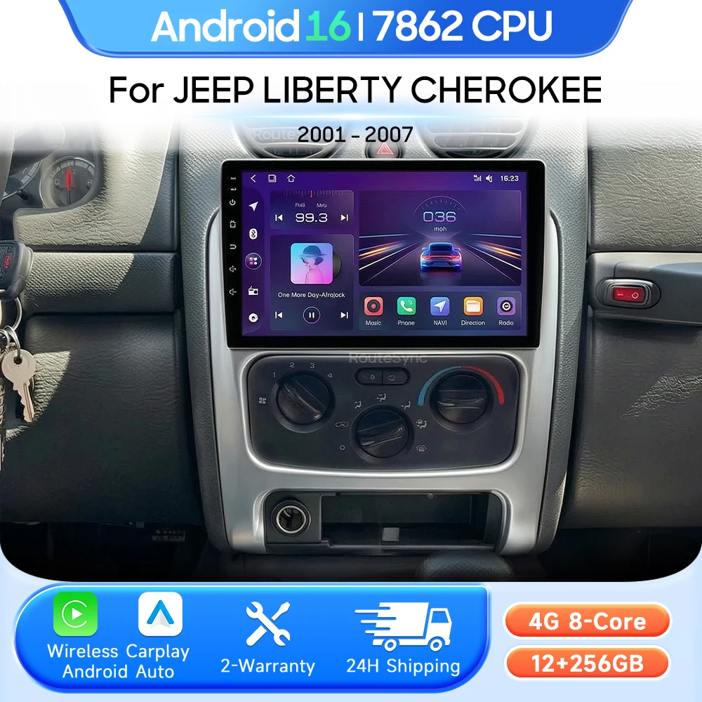 Reproductor Multimedia para Auto JEEP LIBERTY CHEROKEE 2001 2002 2003 2004 2005 2006 2007 Android 16 Radio Carplay Auto 2din GPS Estéreo