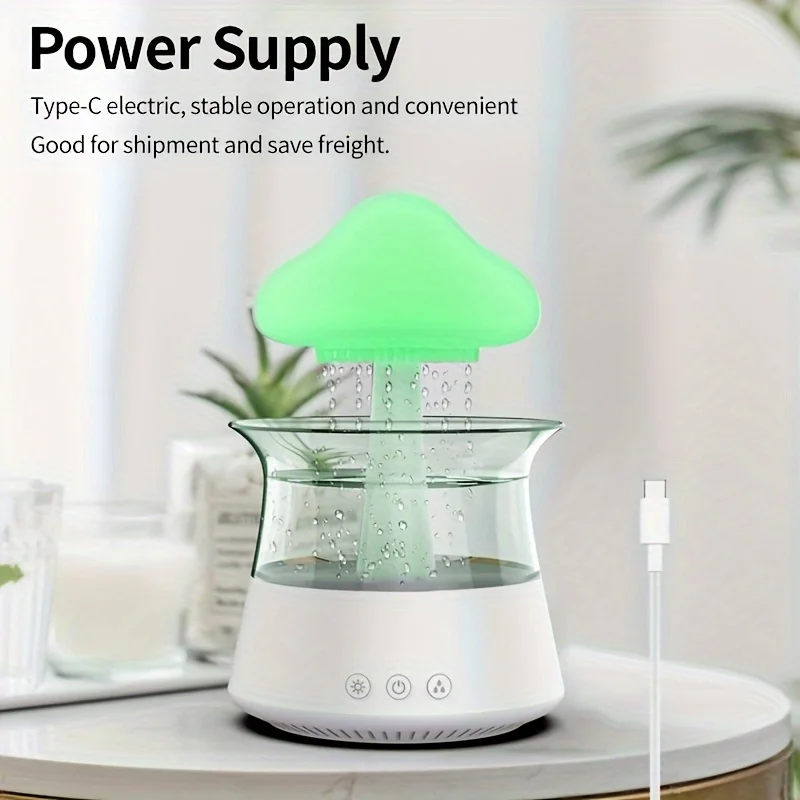 1pc, Rain Cloud H2o Spray Mist Rain Cloud Humidifier Aromatherapy Essential Oil Diffuser Portable 7 Colors Raining Cloud Night L