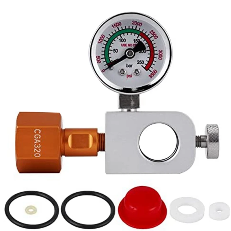 

Soda Terra Co2 Refill Adapter + 3500Psi Pressure Gauge For Filling Soda,Art Pink Soda Cylinder