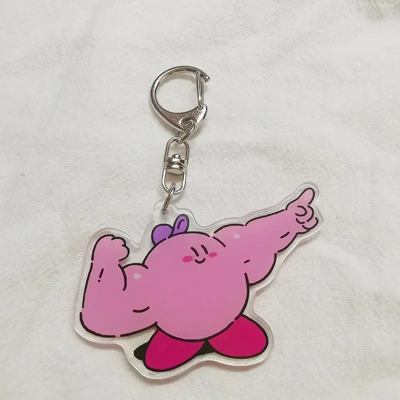 Kirby porte-clés drôle Muscle Man Anime musculation porte-clés sac décoration créative petites breloques dessin animé pendentif bibelot cadeaux