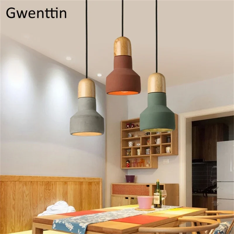 

Nordic Minimalist Chandelier Cement Lamp Loft Dinning Room Kitchen Home Decor Hanging Lamps Hotel Bar Cafe LED Lighting Fixtures