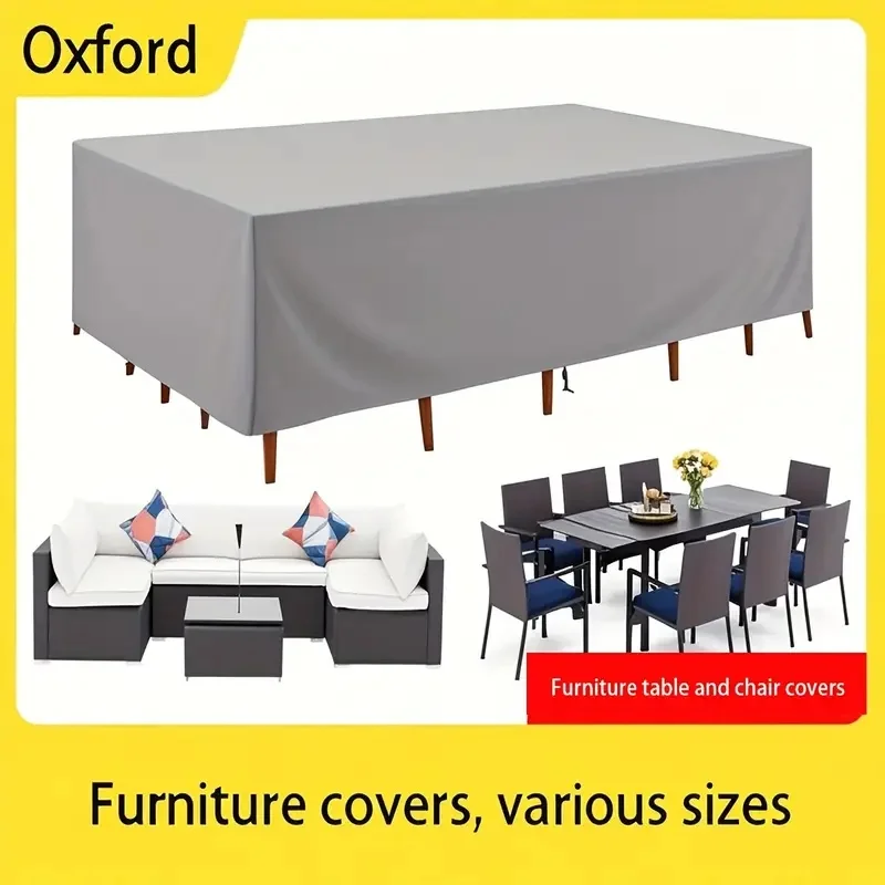 غطاء أثاث فناء فضي، مناسب للاستخدام الداخلي والخارجي، مقاوم للماء والغبار، متوفر بأحجام متعددة #3