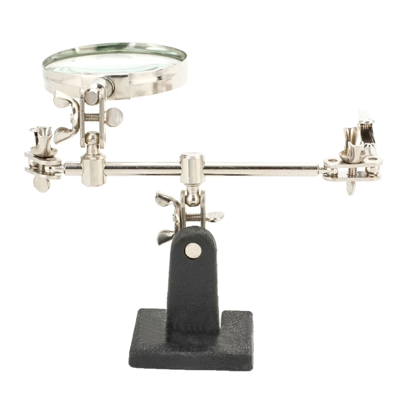 2.5X Magnifying Glass Third Hand Soldering Stand for w/ Dual Adjustable Alligator Clips for Welding Jewelry Small Drop Shipping