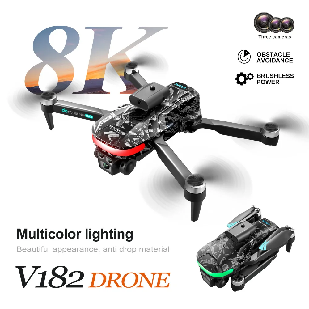 

2025 New Drone V182 Professional Dual Camera Dron Quadcopter Brushless Aerial Photography Laser Obstacle Avoidance RC Toy