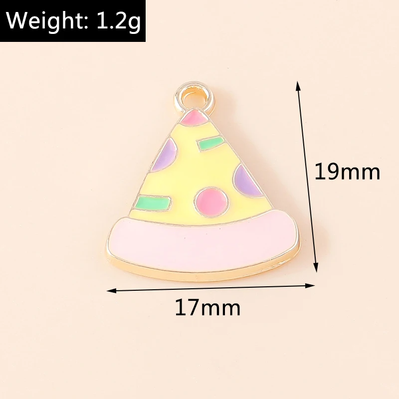 Leslie 10 Stück süße Emaille-Lebensmittel-Charms, Hamburger Pommes Frites, Pizza, Milchkuchen, Schokolade, Anhänger für Armband, handgefertigte Schmuckherstellung – Detail 8
